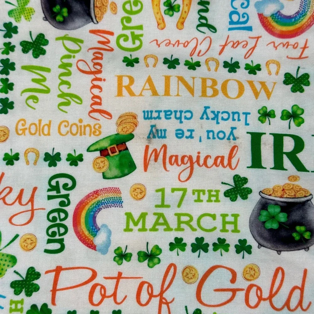 St Patricks Day Irish Shamrock Pot of Gold Pillowcase Green White Standard Size